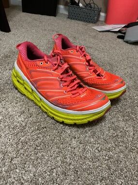 Hoka One One Women’s Running Shoes - Bright Orange with Neon Yellow Sole